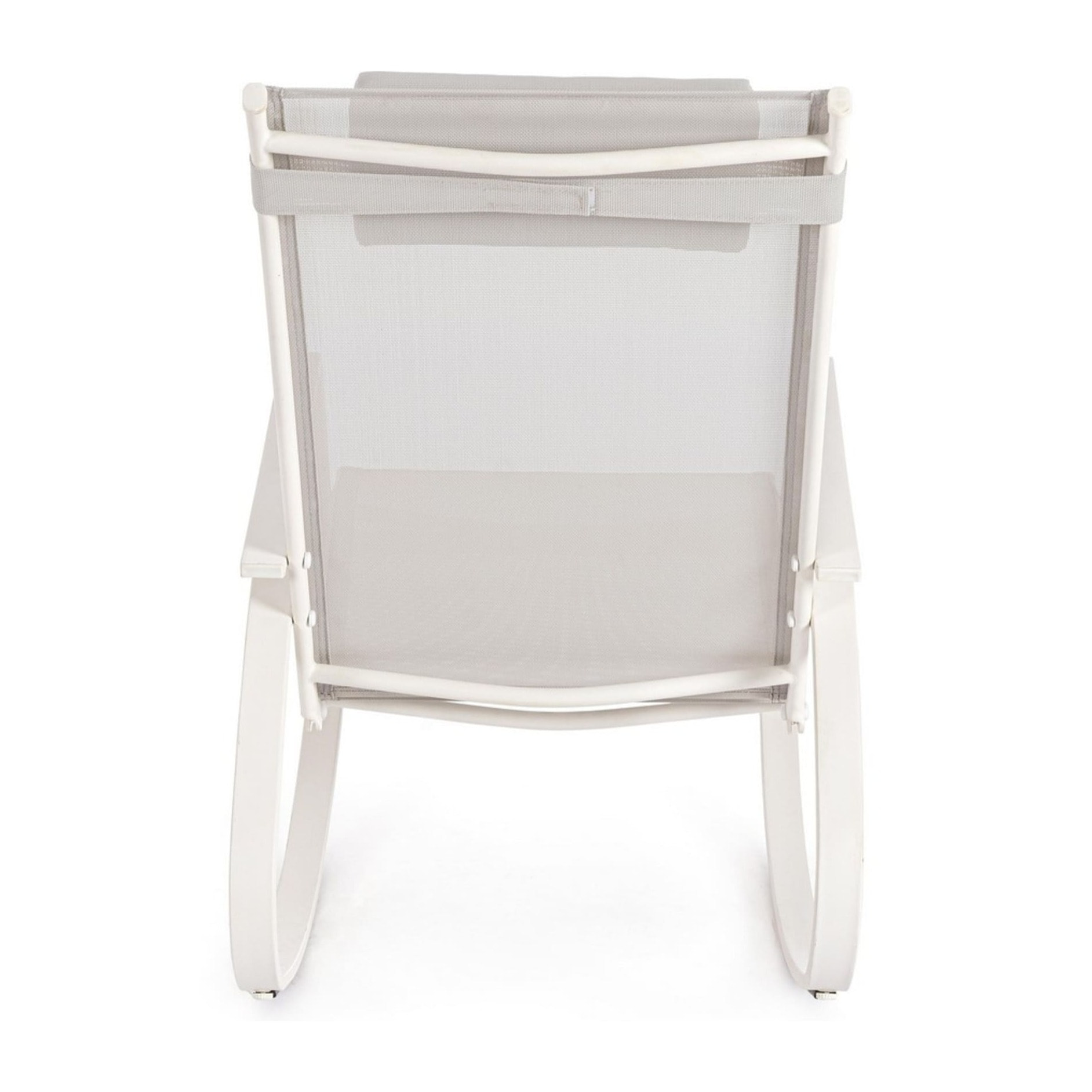 Poltrona a dondolo ILLETAS in acciaio e textilene beige