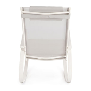Poltrona a dondolo ILLETAS in acciaio e textilene beige