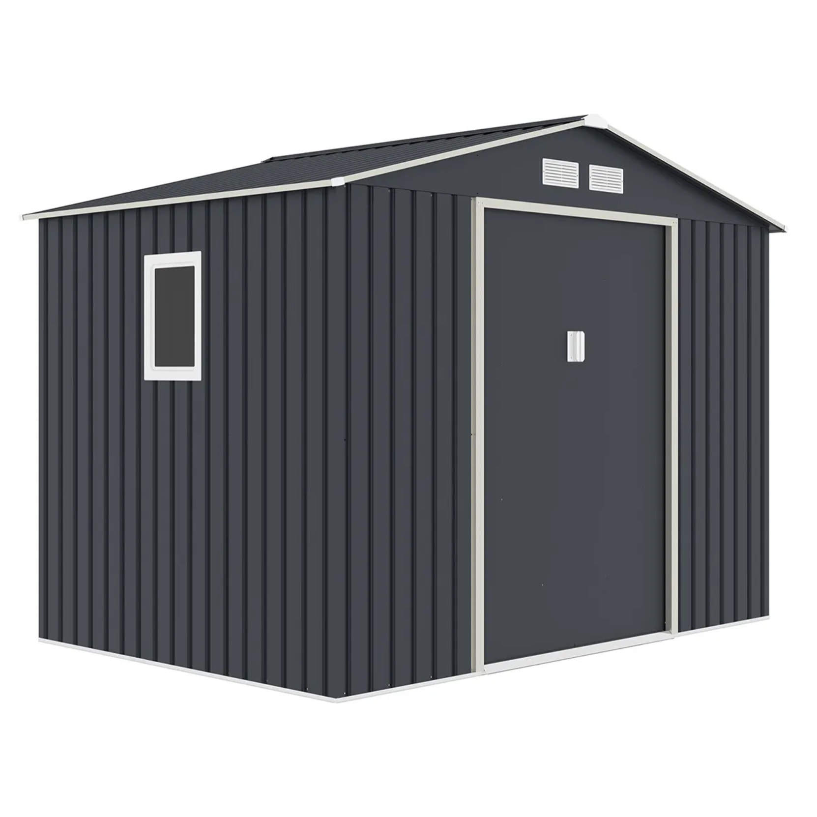 Abri de jardin métal anthracite 4,83 m² + kit d'ancrage