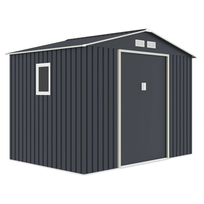 Abri de jardin métal anthracite 4,83 m² + kit d'ancrage