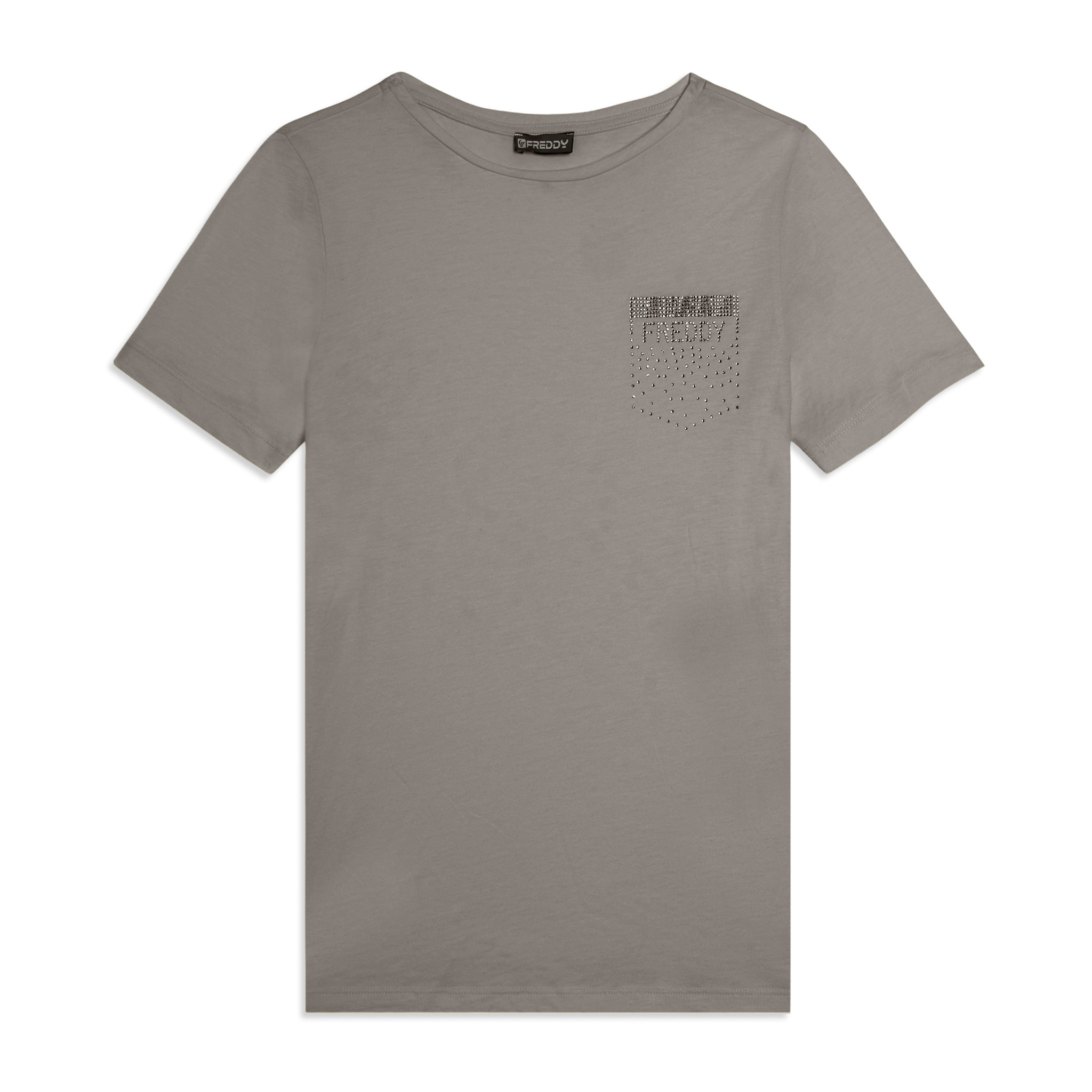 T-shirt manica corta con strass a forma di taschino FREDDY