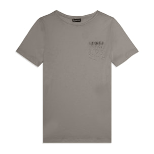 T-shirt manica corta con strass a forma di taschino FREDDY