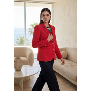 Blazer rosso con revers rifiniti con stampa animalier