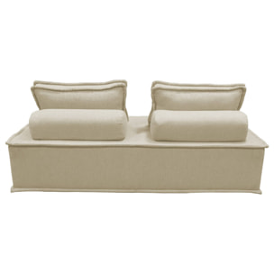Chauffeuse 2 places pour canapé modulable tissu capitonné beige