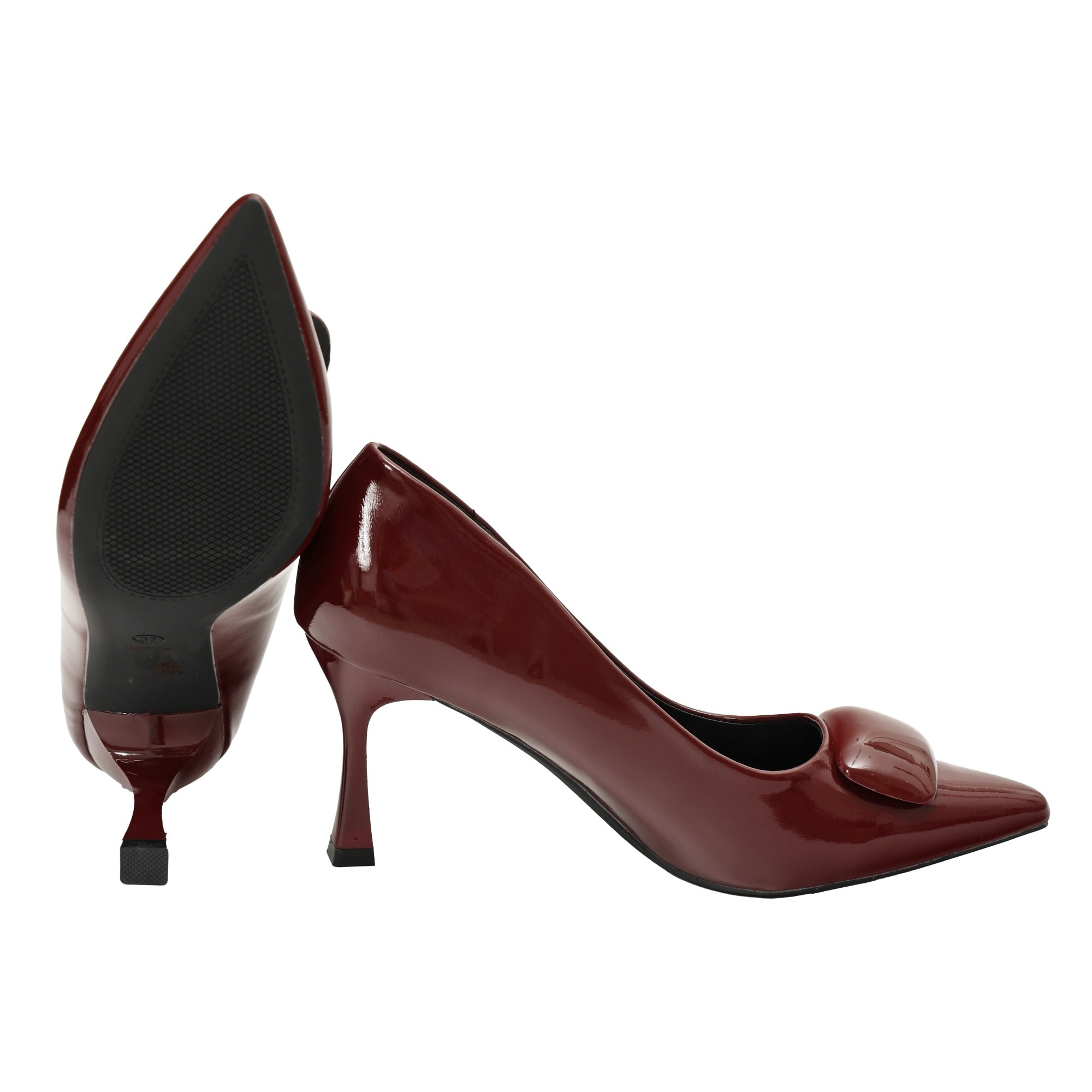 Decolletè in simil pelle verniciata con applicazione