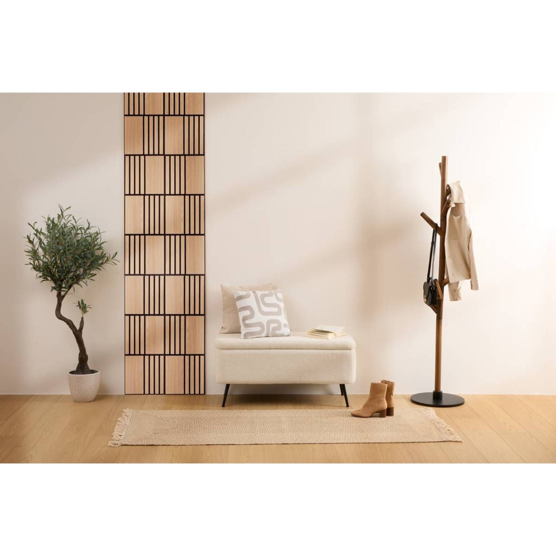 Lot de 3 panneaux décoratifs Colva beige fond noir 30x30cm