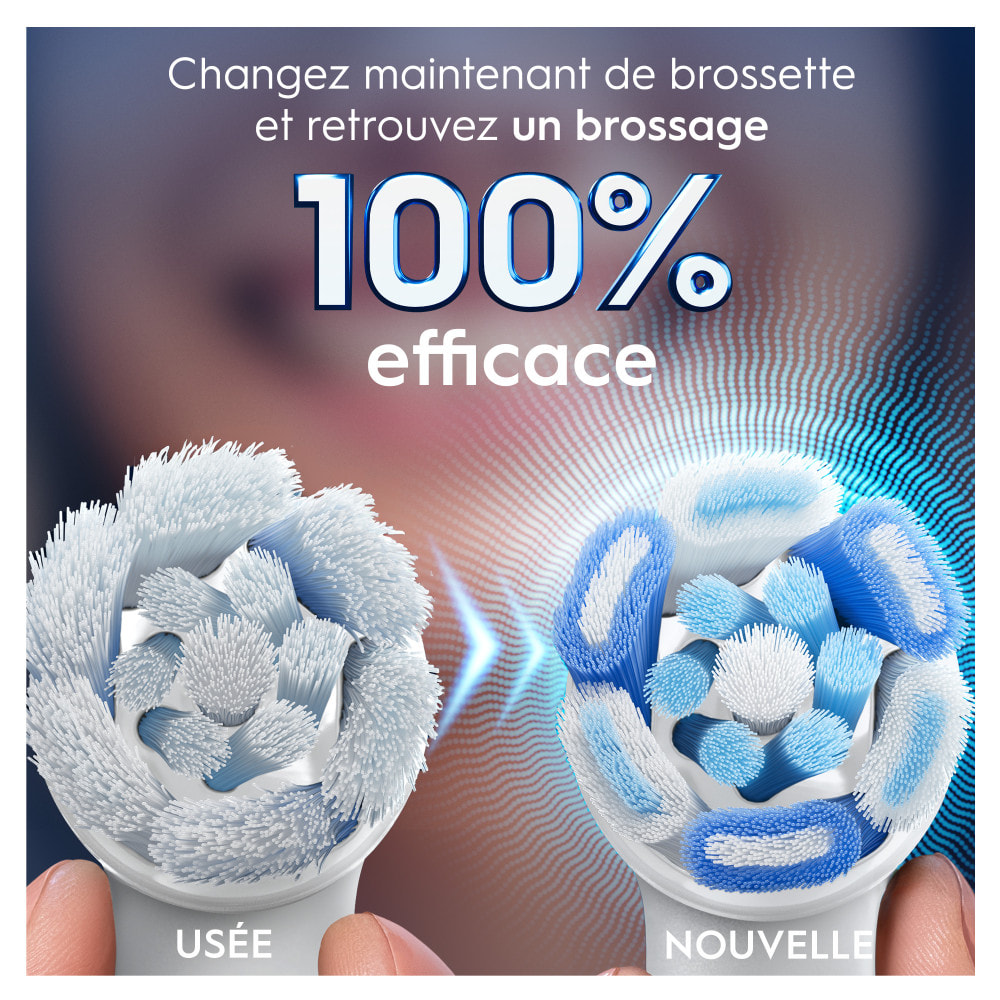 Oral-B Série iO Ultimate Clean, Brossettes rondes de rechange Authentiques, Brins CrissCross, Élimination de la plaque dentaire