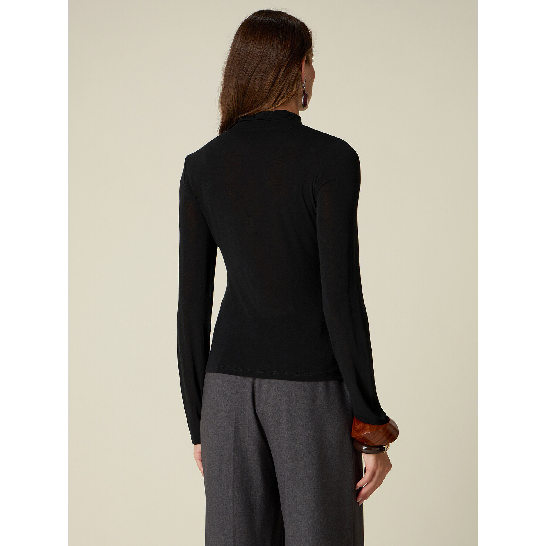Oltre - T-shirt lupetto misto cashmere - Nero