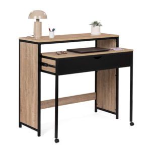 Bureau extensible Memphis bois et noir