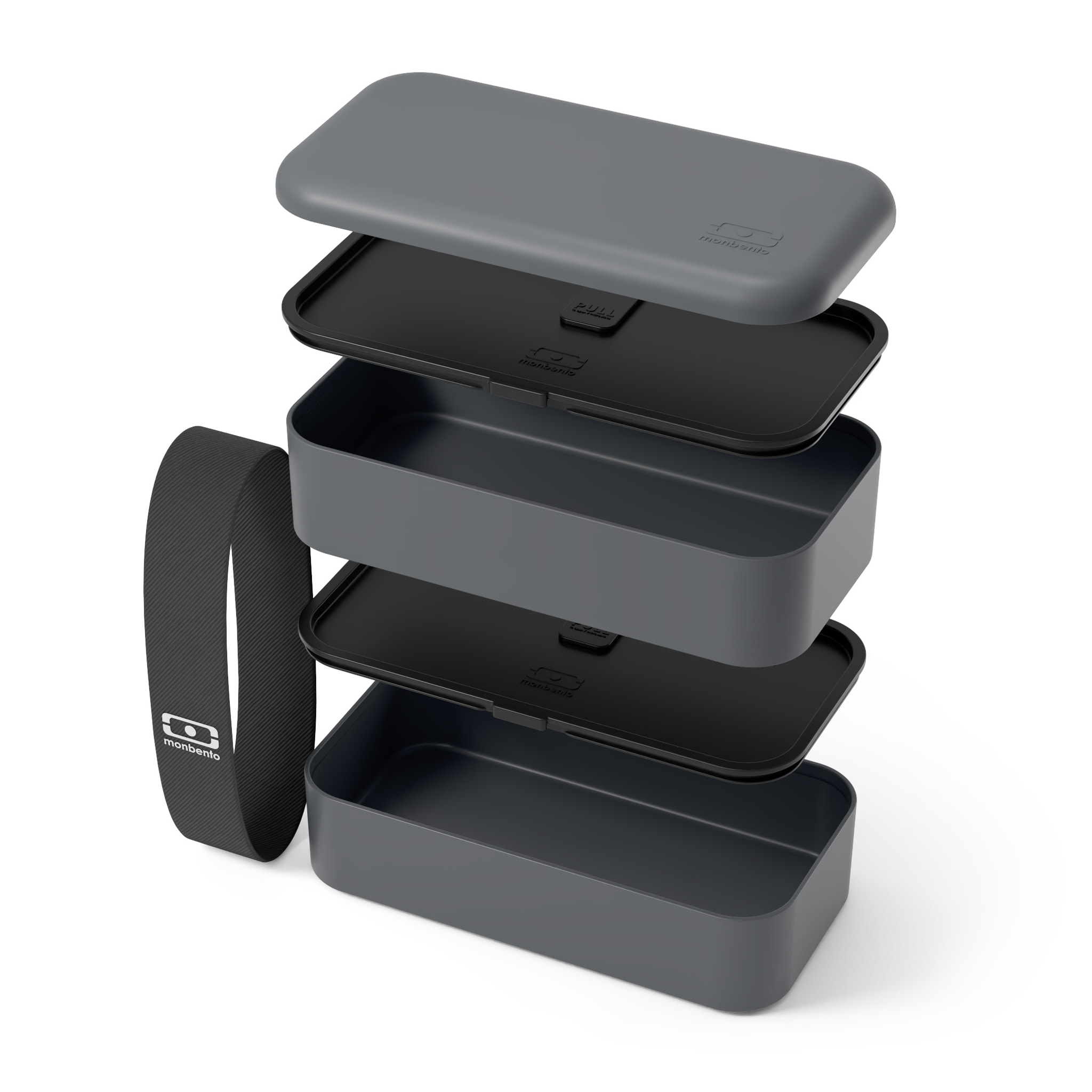 Set repas lunch box 2 étages 1L gris anthracite + accessoires