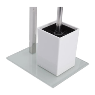 Soporte de papel higiénico con portaescobillas en acero inoxidable 22x18x70,5cm color Blanco