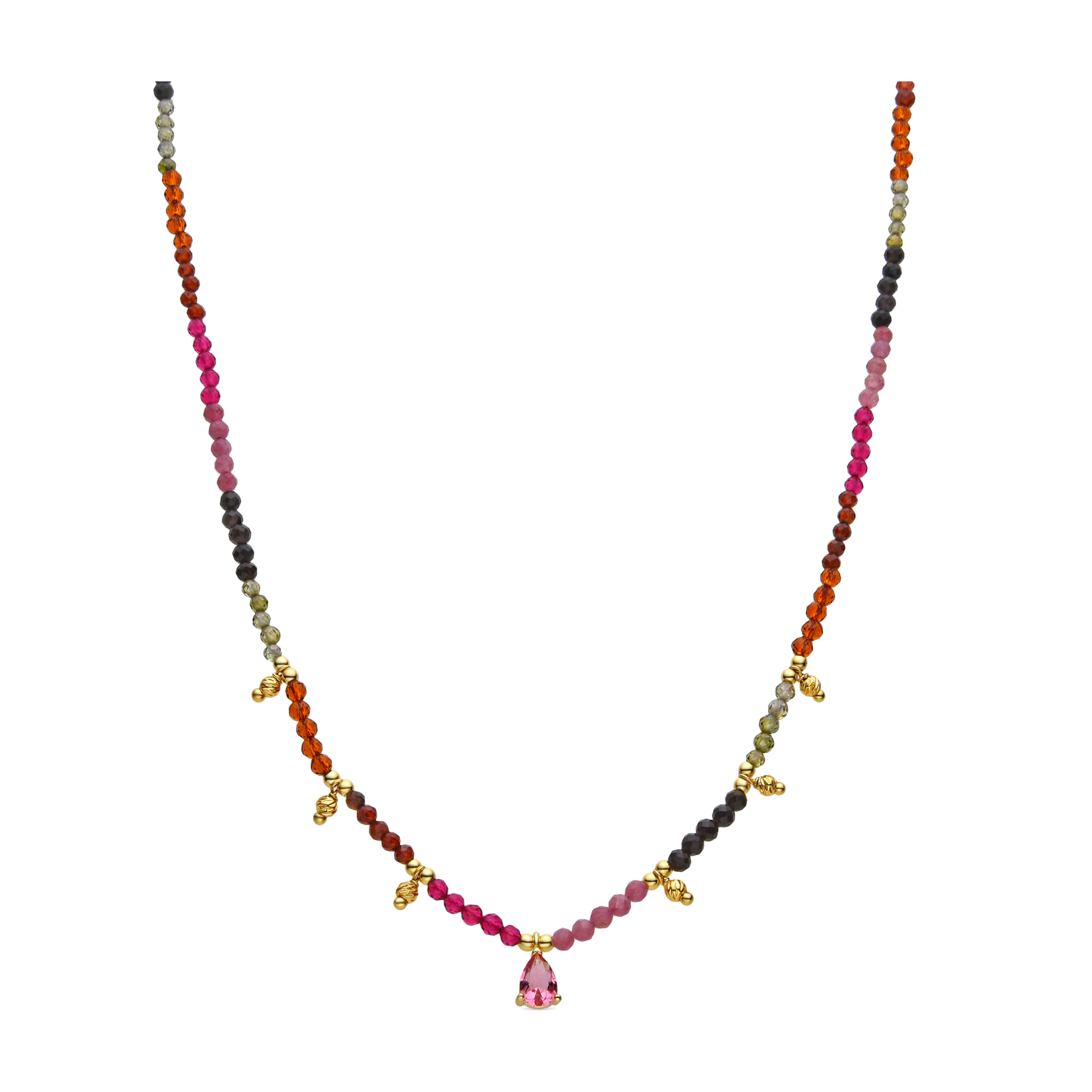 Collar de Turmalina Multicolor acabado en oro amarillo de 18k