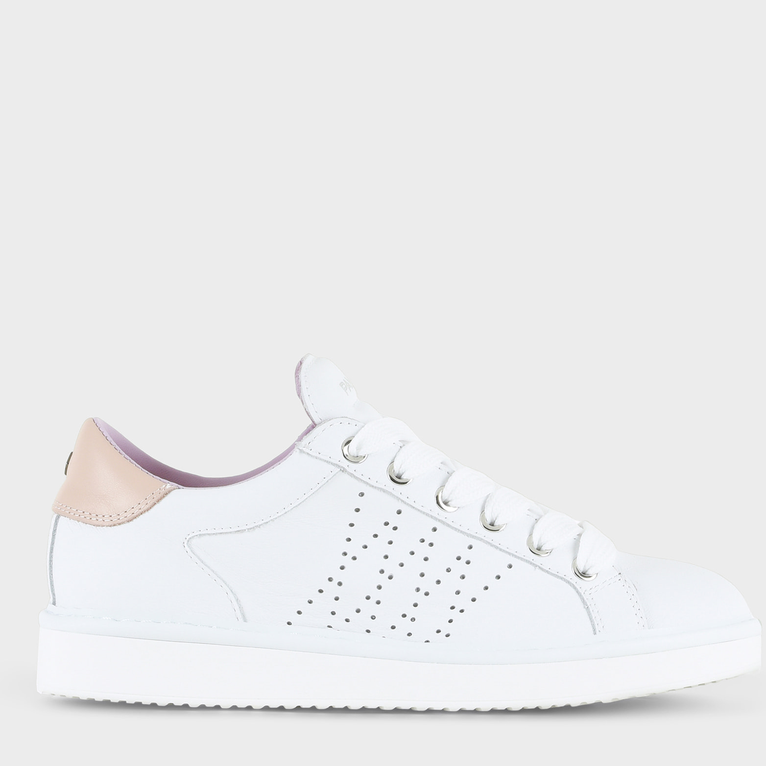 ZAPATO CON CORDONES MUJER P01 DE PIEL BLANCO ROSA POLVO