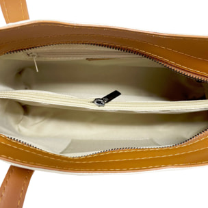 Chicca Borse - Borsa a Mano Donna in Vera Pelle - Colore Beige - Cuoio