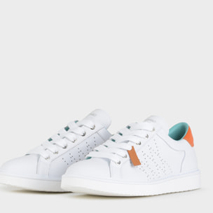 ZAPATO CON CORDONES HOMBRE P01 DE PIEL BLANCO NARANJA