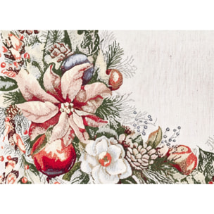 Runner Natalizio Cucina Salotto In Tessuto Gobelin Cinigliato Made in Italy Disegno Garland