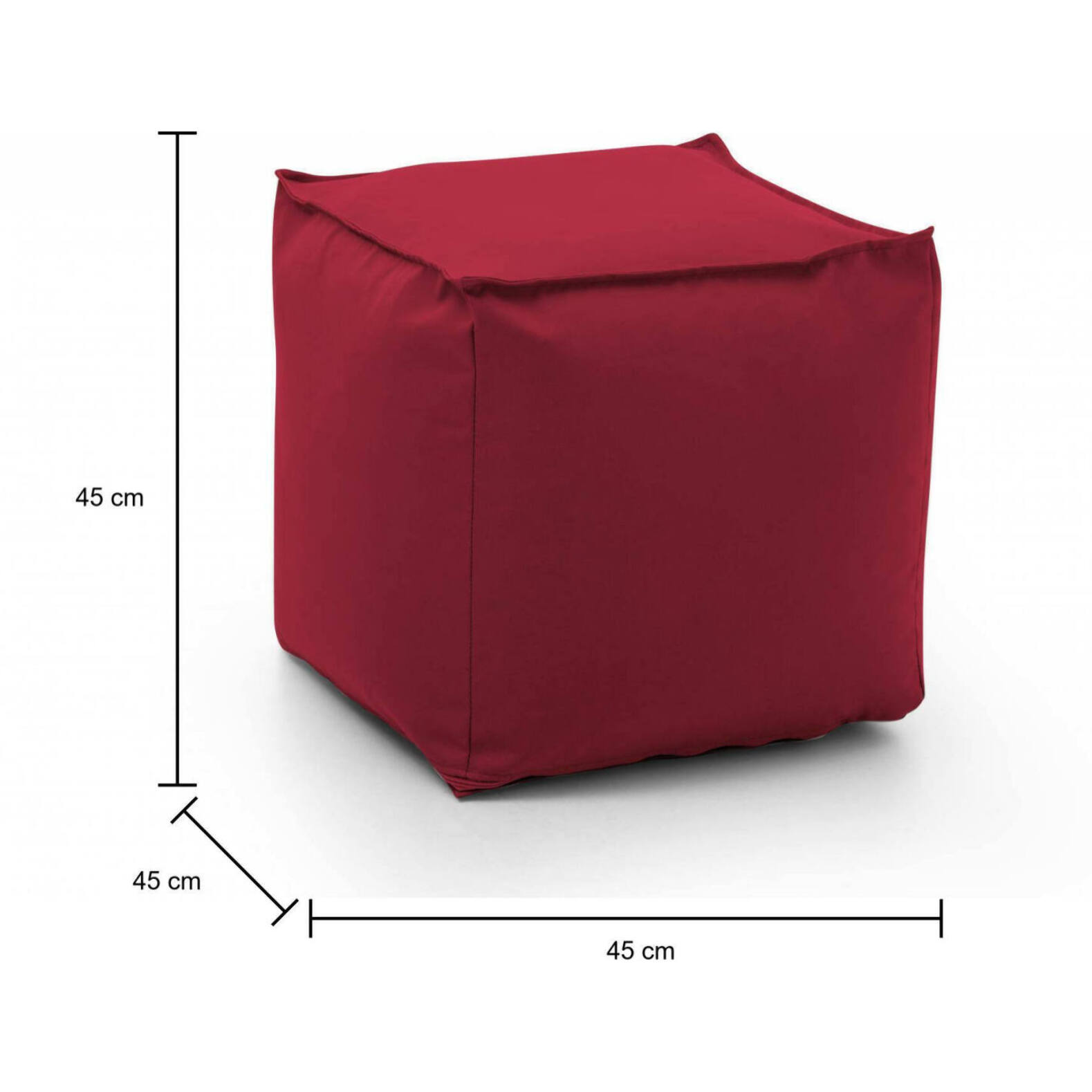 Pouf Annalaura, Pouf multifunzione, 100% Made in Italy, Poltroncina relax in tessuto imbottito, Cm 45x45h45, Rosso