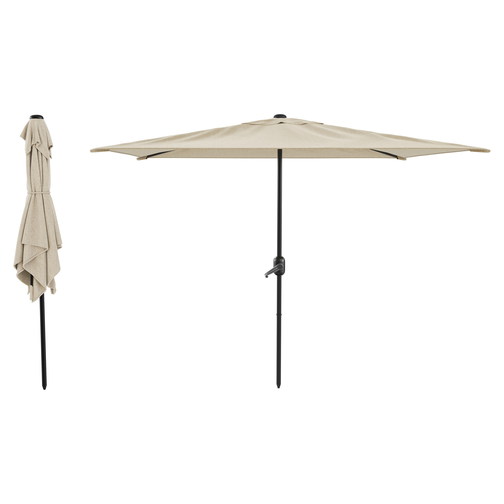 Ombrellone Rettangolare 3x2 M Da Giardino Parasole Per Balcone Con Air Vent Apertura A Manovella Anti UV Idrorepellente Mare Spiaggia Piscina Beige