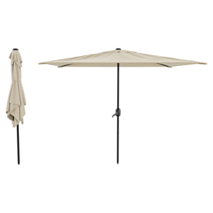 Ombrellone Rettangolare 3x2 M Da Giardino Parasole Per Balcone Con Air Vent Apertura A Manovella Anti UV Idrorepellente Mare Spiaggia Piscina Beige