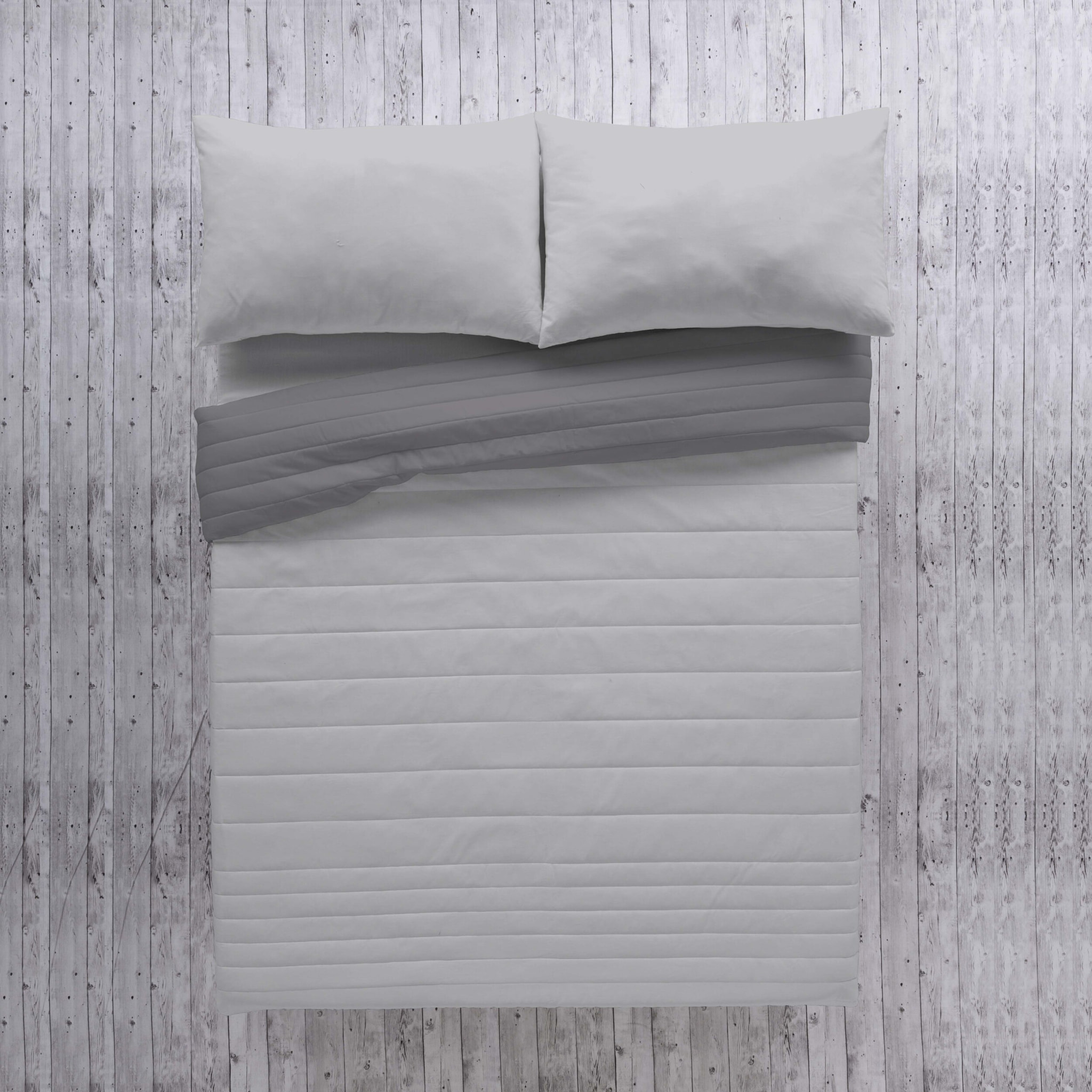 Icehome - Colcha Bouti - Lisa - Reversible - 100% Microfibra - 70 gr/m² - Gris/Gris Claro