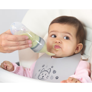 CUCHARA DISPENSADORA DE PAPILLA ALIMENTADORA PARA BEBÉ GRIS