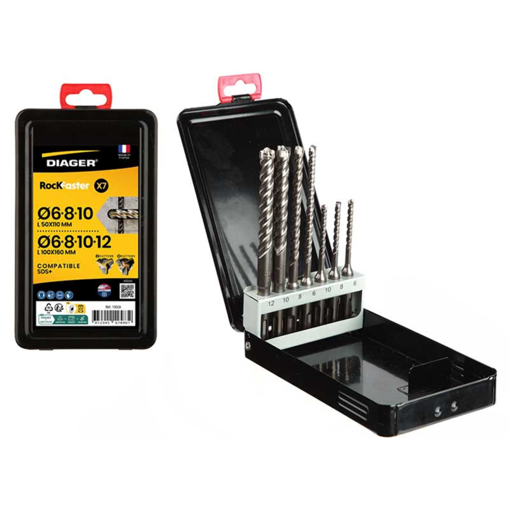 Coffret 7 forets béton SDS Plus Rockfaster - DIAGER - 1001R