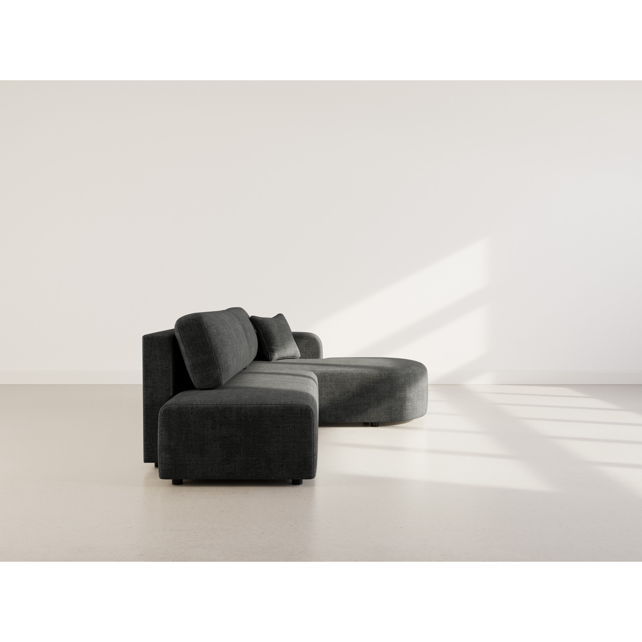 Miro - Canapé d'angle droit 4 places convertible avec coffre en velours texturé - Gris Anthracite