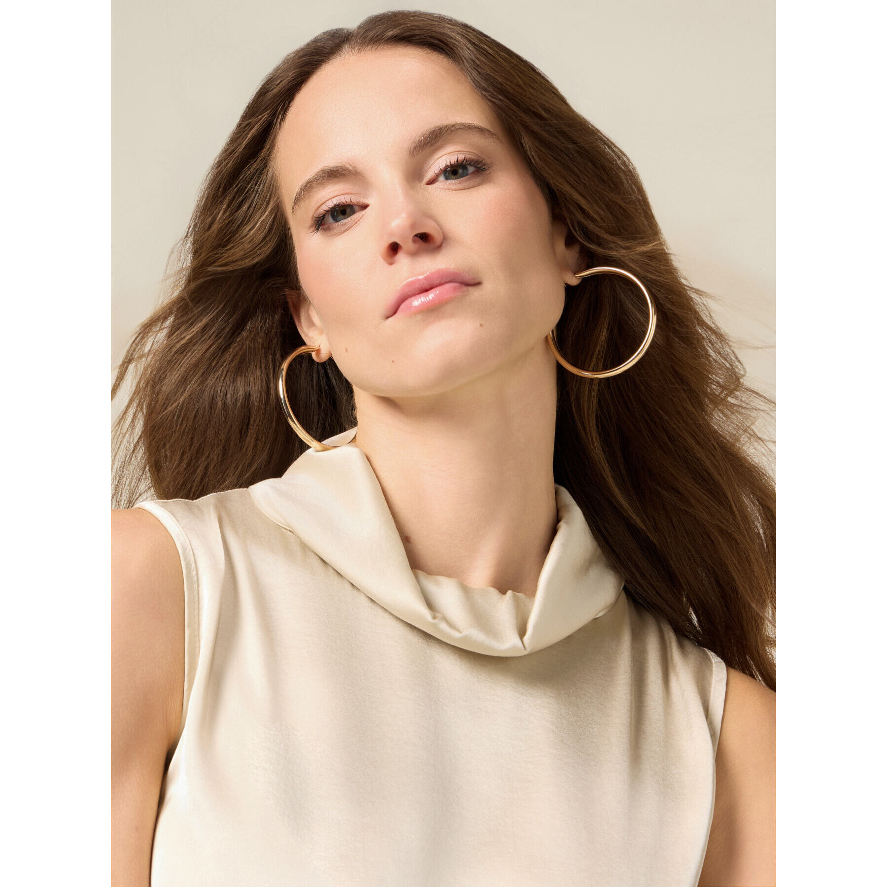 Oltre - Top in raso con collo alto - Bianco