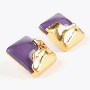 Orecchini a bottone quadrato in acetato