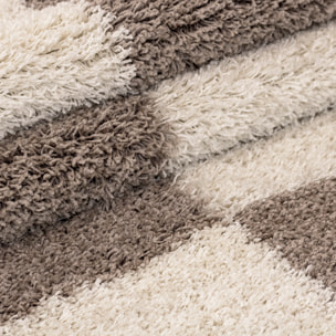 GALA - Tapis shaggy à poils longs motif géométrique beige