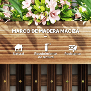 Jardinera de Pared con Enrejado, Jardinera Exterior Grande de Madera con 3 Macetas Móviles y Orificio de Drenaje, para Exterior, Jardín, Terraza, Patio, 60x16x80 cm, Carbonizado