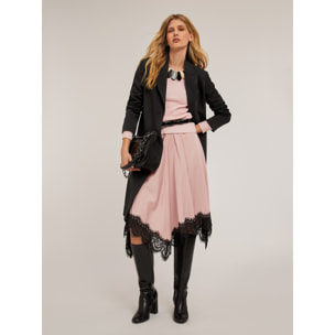 Motivi - Gonna in raso con bordo in pizzo - Rosa cipria