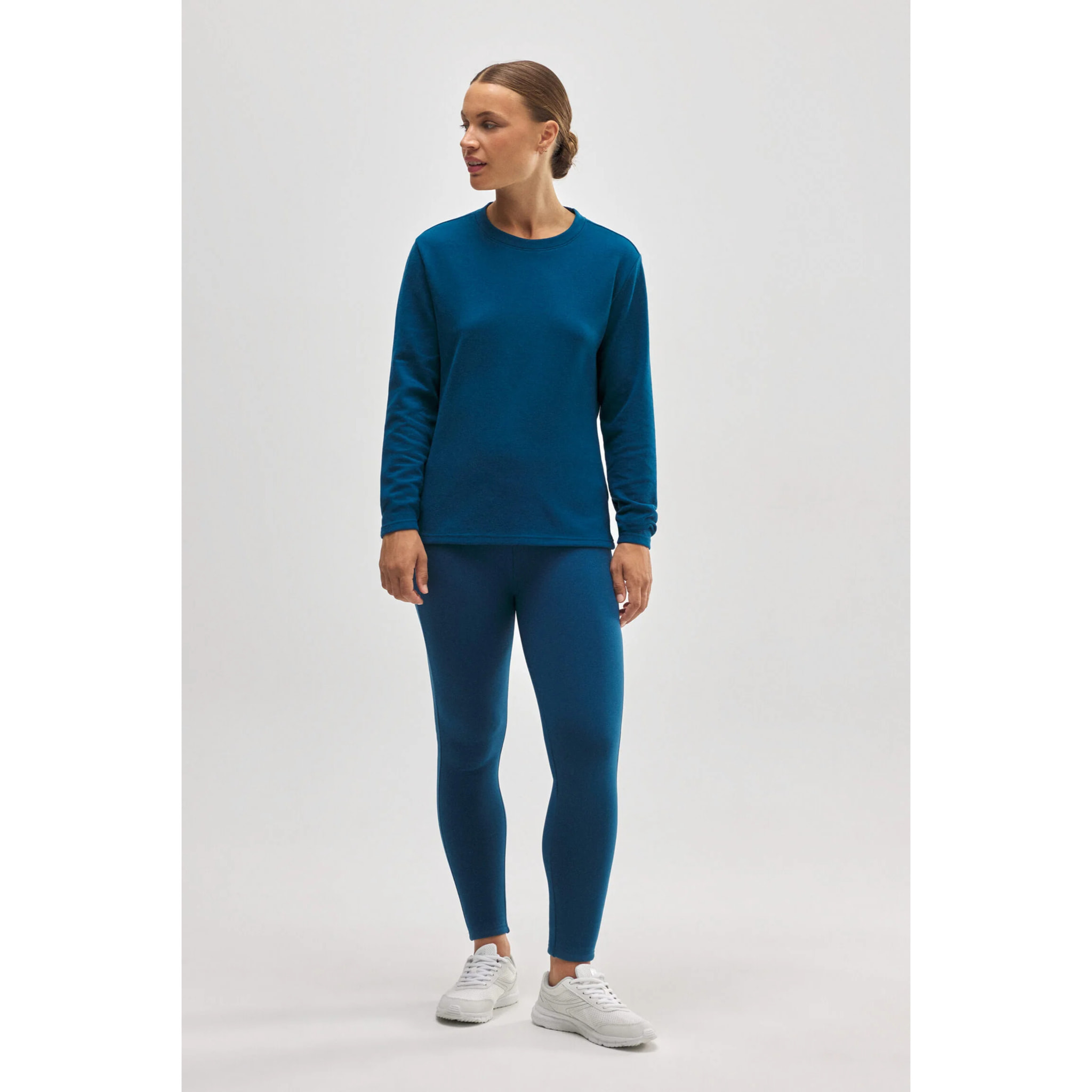 Maglietta termica in pile blu in stile sportivo