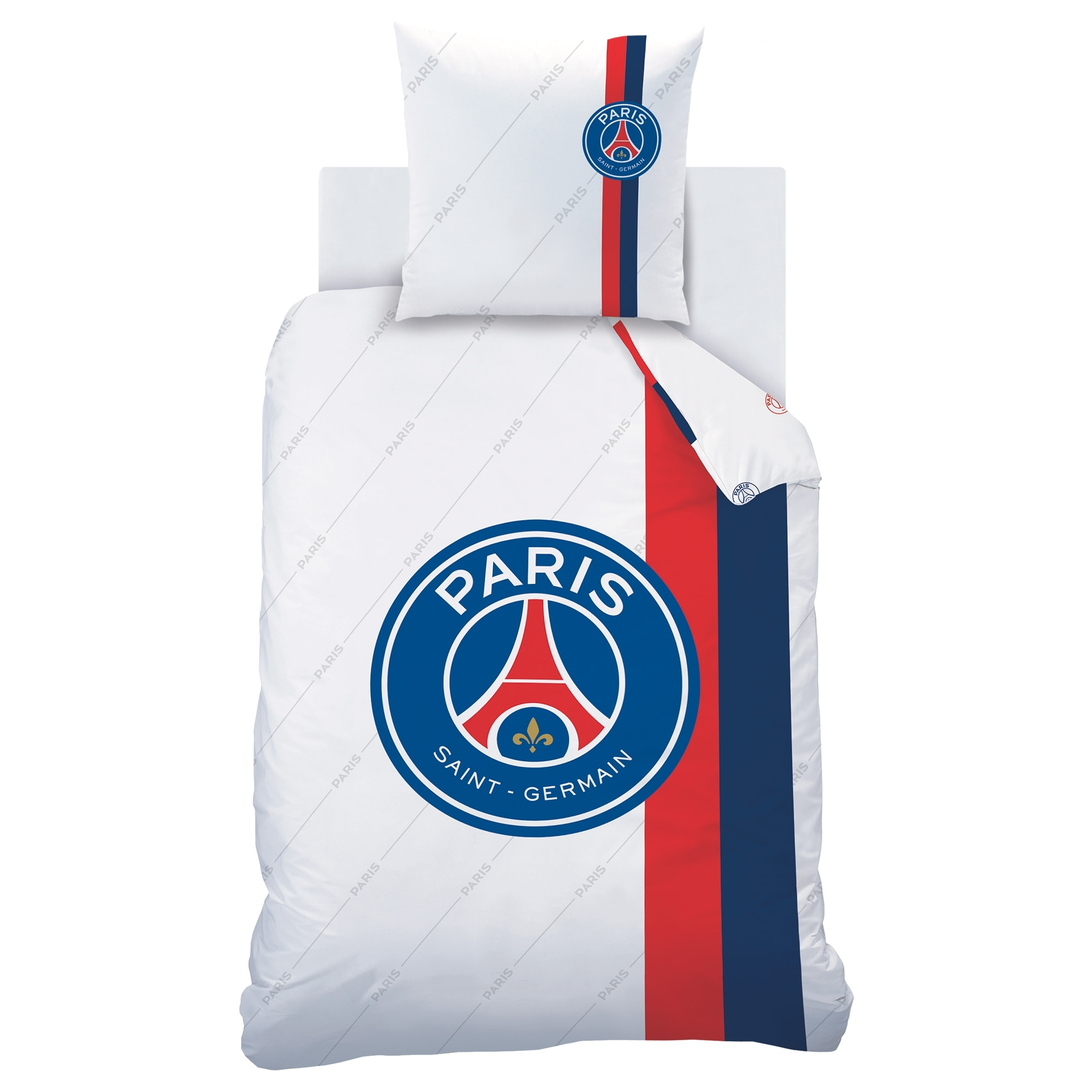 Parure de lit imprimée 100% coton, PSG RETRO WHITE