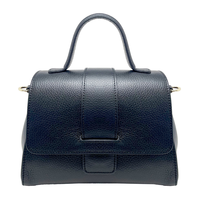 Chicca Borse - Borsa a Mano Donna in Vera Pelle - Colore Nero