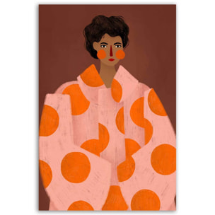 Tableau contemporaine Tableau Femme Manteau à Pois Tableau alu Dibond