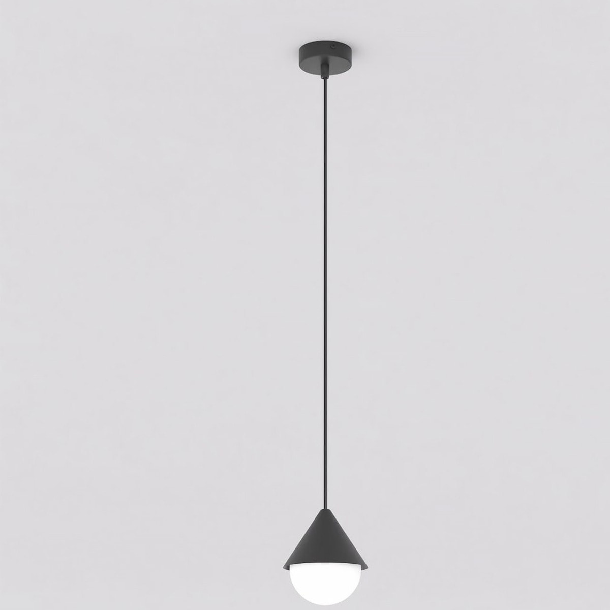 Lampada a sospensione Giro in acciaio nero e vetro