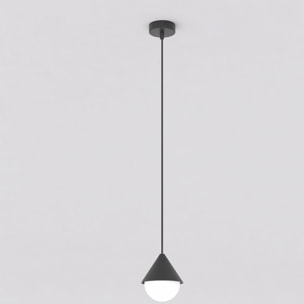 Lampada a sospensione Giro in acciaio nero e vetro