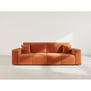 Nicole - Canapé droit 4 places convertible avec coffre en tissu - Rouille