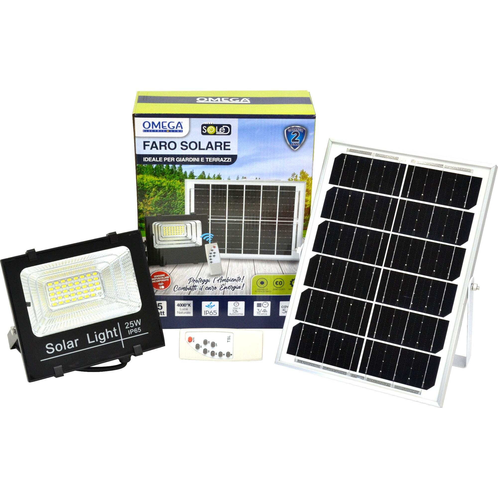 OMEGA Faretto ad energia solare 25W Floodlight