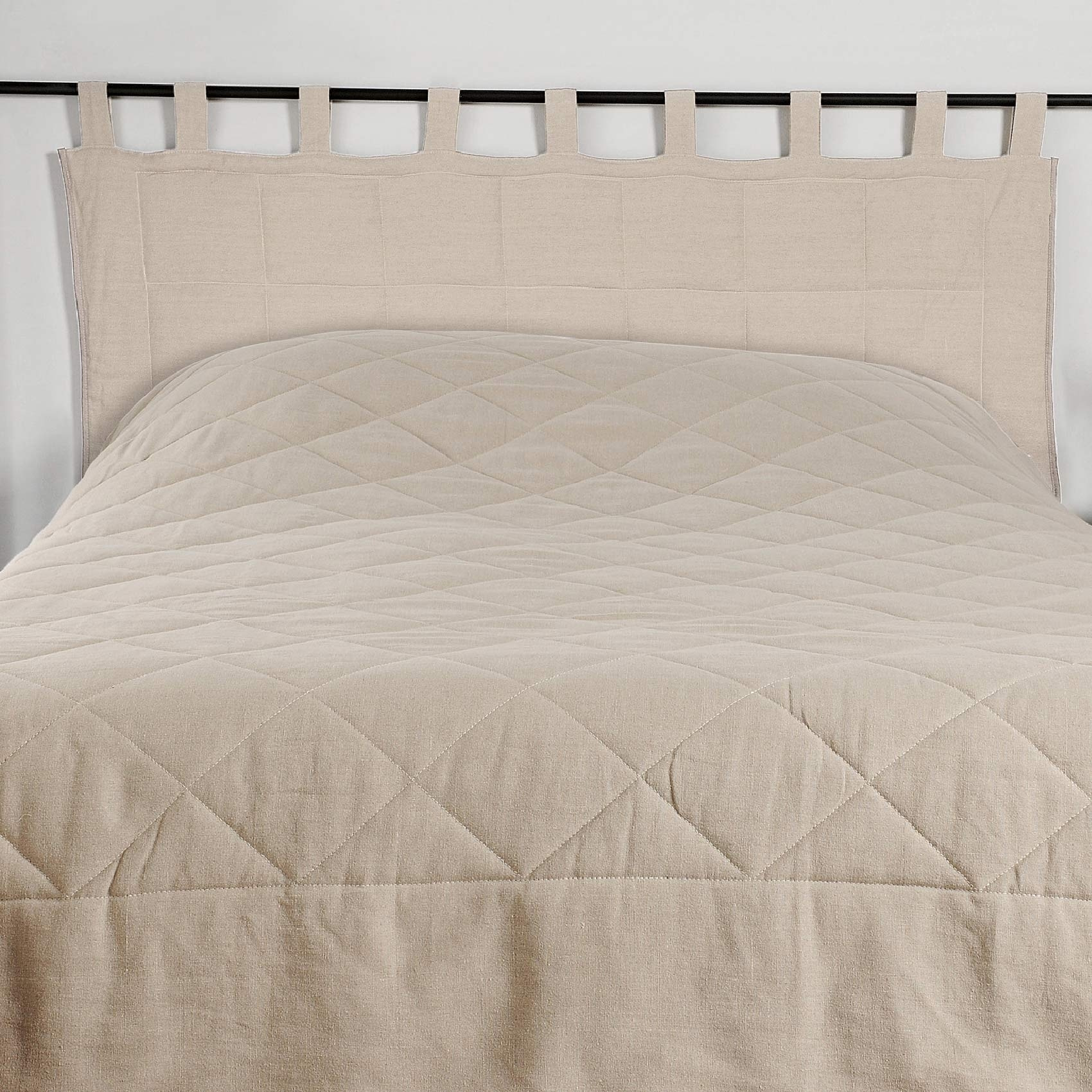 Tête de lit à pattes en 100% lin - Beige foncé