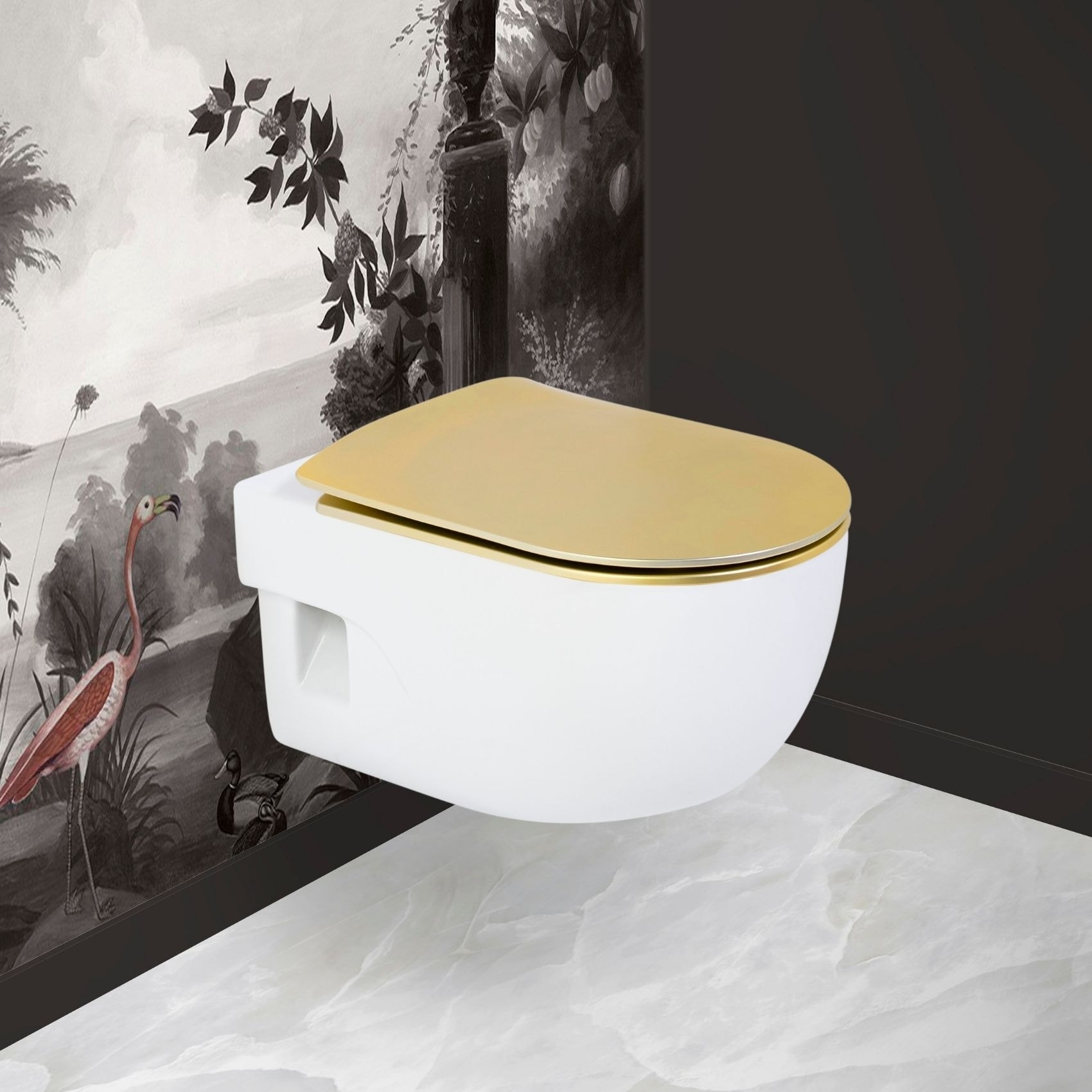 Abattant wood slim déclipsable  - Effet métal précieux - Doré