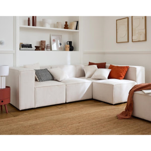 Arty - canapé modulable d'angle droit 4 places - en velours côtelé - Beige