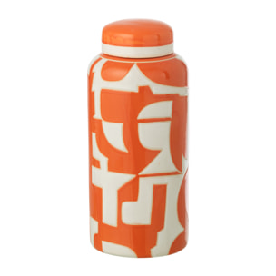 J-Line Pot décoratif Géométrique - porcelaine - blanc/orange