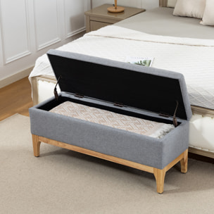 Banquette coffre de rangement 2 en 1 style scandinave dim. 110L x 39l x 45H cm tissu gris