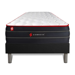 Ensemble - Matelas Hybride 26cm d'épaisseur - 7 zones de confort - Confort équilibré - Sommier tapissier en kit - 1 place