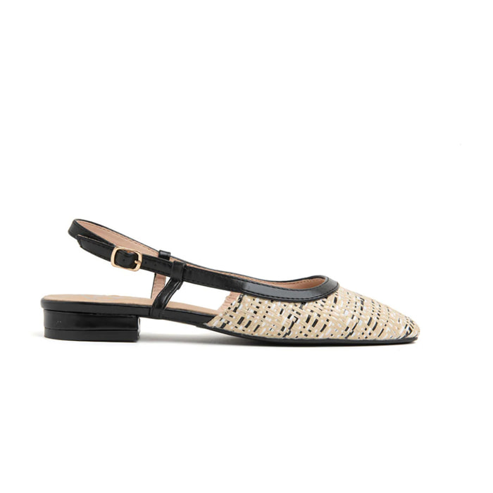 Slingback con tacco 3 e punta stondata - NERO