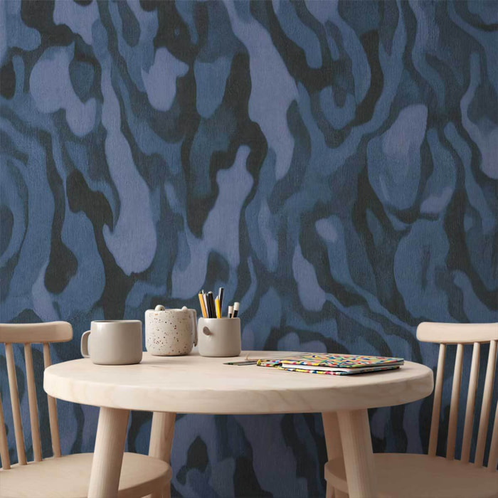 Papier peint Bois Précieux Indigo Intissé