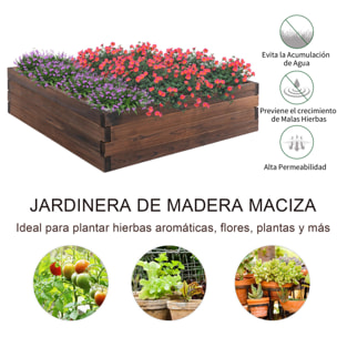 Jardinera de Madera Jardín Maciza para Cultivo de Flores Plantas 80x80x22,5 cm