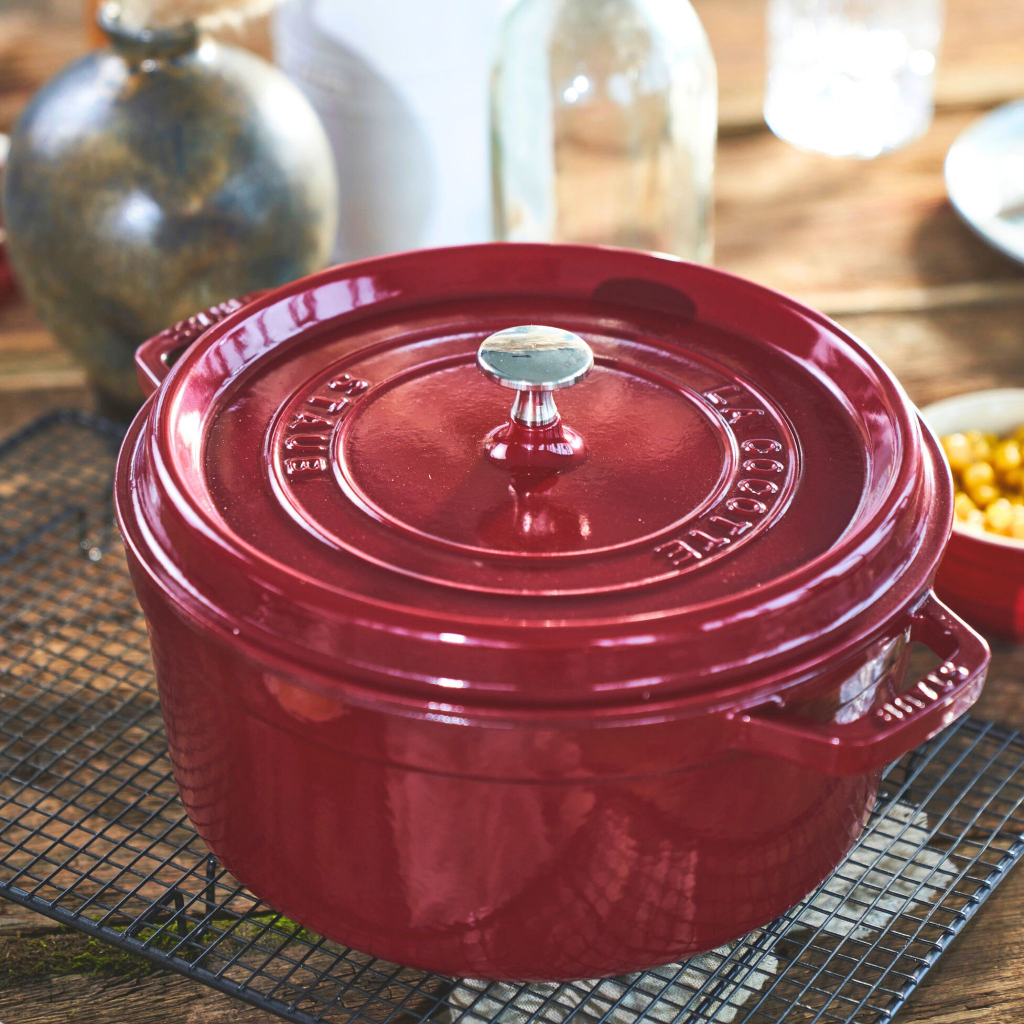 Cocotte 26 cm, Rond(e), Bordeaux, Fonte